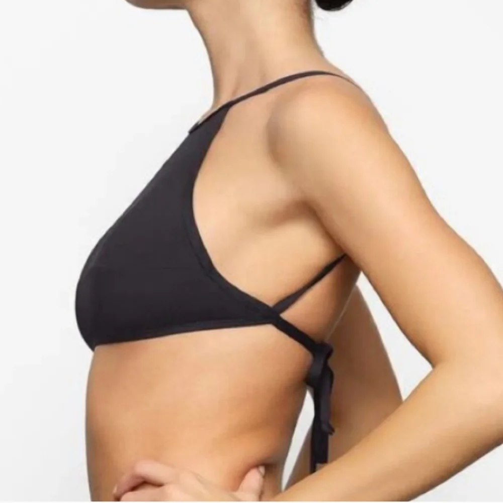 SKIMS High Neck Swim Bikini Crop Top Black Strappy NWT Summer Sexy Vacay Resort